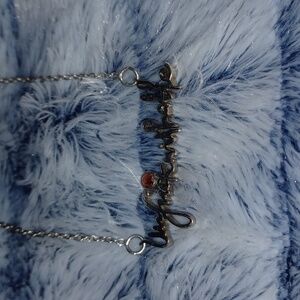 Cursive written "Unfuckwithable” Garnet Silver .925 necklace